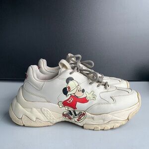 MLB‎ x Disney Sneakers Men’s Size 8 White Boston Mickey Mouse Chunky Platform